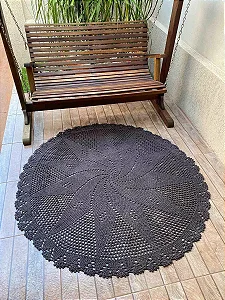 Tapete de Crochê Redondo 1,60 Metros - Cor Marrom Escuro