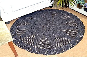 Tapete de Crochê Redondo 1,60 Metros - Cor Cinza Escuro