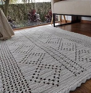 Tapete Retangular  Grande 1,50 Metros De Crochê - ArteLu
