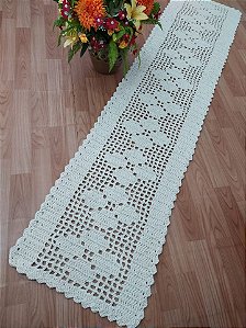 Passadeira Flor 2,20 Metros de Crochê - Cor Cru
