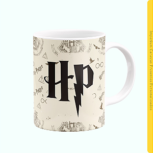 Caneca Branca Lisa 325ml - Harry Potter
