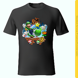 Camiseta Preta - Luigi no Yoshi