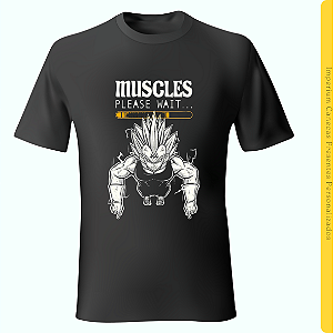 Camiseta Preta - Muscles Please Wait