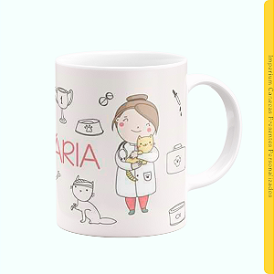 Caneca Branca Lisa 325ml - Veterinária