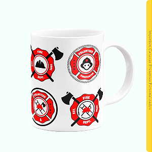 Caneca Branca Lisa 325ml - Bombeiro Simbolos
