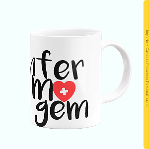 Caneca Branca Lisa 325ml - Enfermagem