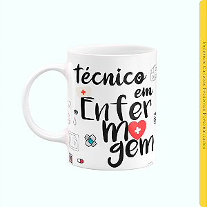 Caneca Branca Lisa 325ml - Enfermagem