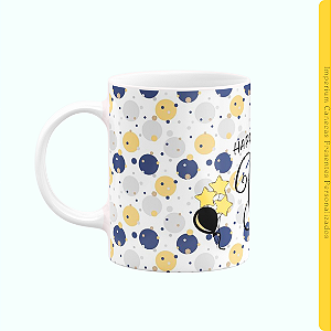 Caneca Branca Lisa 325ml - Happy Birthday