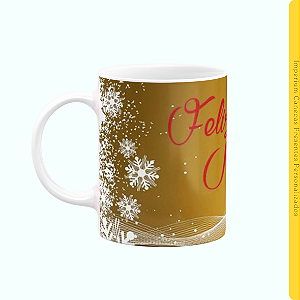 Caneca Branca Lisa 325ml - Feliz Natal