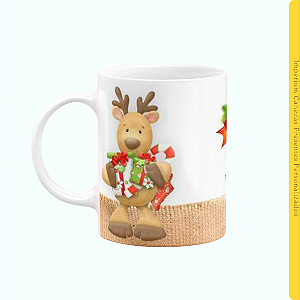 Caneca Branca Lisa 325ml - Merry Christmas