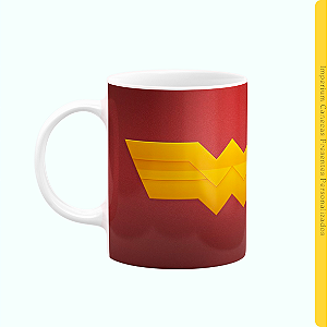 Caneca Branca Lisa 325ml - Brasão Mulher Maravilha