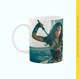 Caneca Branca Lisa 325ml - Mulher Maravilha
