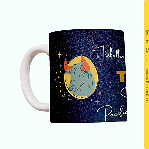 Caneca Branca Lisa 325ml - Signo de Touro