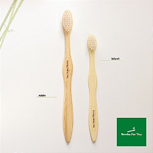 Escova de dente infantil de bambu personalizada - cerdas brancas