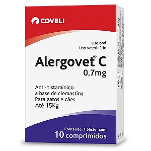 Alergovet 0,7mg com 10 Comprimidos para Cães e Gatos Até 15kg