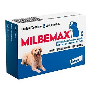 Milbemax para Cães de 5 a 25Kg com 2 Comprimidos