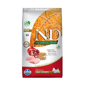 N&D Ancestral Grain Cães Adultos Raças Mini Frango e Romã 800g