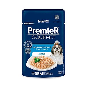 Sachê Premier Gourmet Cães Adultos Raças Pequenas Peito de Frango e Arroz Integral 85g