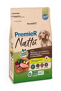 PremieR Nattu Cães Filhotes Frango Mandioca Beterraba Linhaça e Cranberry