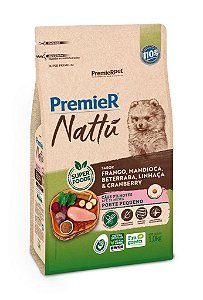 PremieR Nattu Cães Filhotes Raças Pequenas Frango Mandioca Beterraba Linhaça e Cranberry