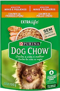 Sachê Dog Chow Adultos Raças Pequenas Mix Frango e Peru 100g