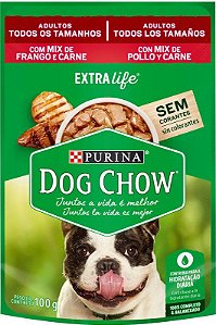 Sachê Dog Chow Adultos Todos os Tamanhos Mix Frango e Carne 85g