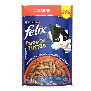 Sachê Felix Fantastic Gatos Adultos Tiritas de Carne 85g