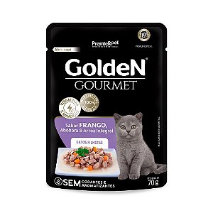 Sachê Golden Gourmet Gatos Filhotes Frango Abobora e Arroz Integral 70g