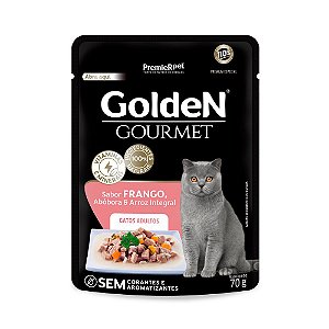 Sachê Golden Gourmet Gatos Adultos Frango Abobora e Arroz Integral 70g