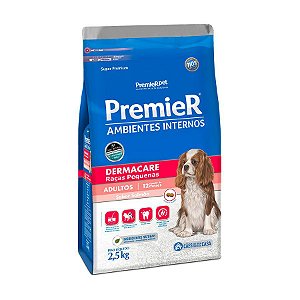 PremieR Ambientes Internos Cães Adultos Raças Pequenas Dermacare Salmão 2,5Kg