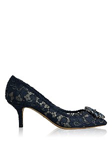 DOLCE & GABBANA | Sapato de Salto Dolce & Gabbana Bellucci Renda Azul Marinho