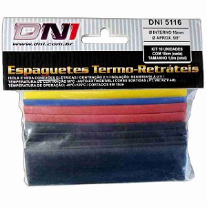 Espaguete Termo-retratil 16mm Contracao 2:1 - Kit 10 Pcs