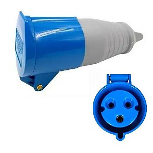 TOMADA INDUSTRIAL SOBREPOR 2P+T 32A 220V 6H AZUL