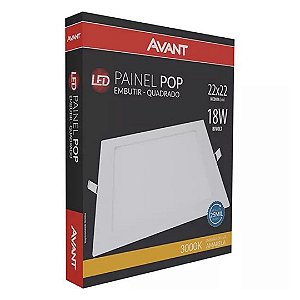 PAINEL LED EMBUTIR QUADRADO 18W 3000K