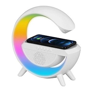 ABAJUR BLUETOOFH LUMINARIA RGB E CARREGADOR CELULAR