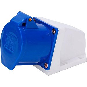 TOMADA INDUSTRIAL SOBREPOR 2P+T 32A 220V 6H AZUL