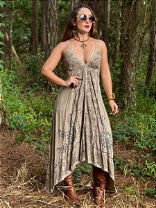 Vestido Indiano Tribal | Creme