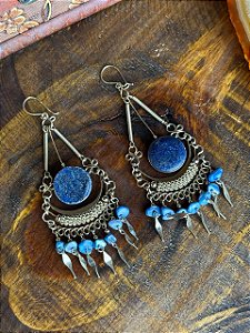 Brinco Hippie | Quartzo Azul