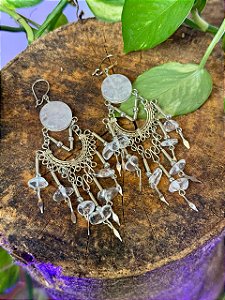 Brinco Hippie | Quartzo Branco