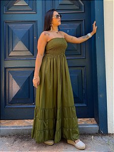 Vestido Indiano Gaia | Verde Oliva (bazar)