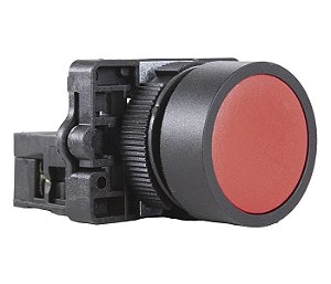 BOTÃO PULSADOR FACEADO 22MM PLÁSTICO VERMELHO 1NF METALTEX