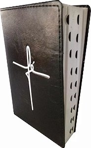 Bíblia Fé Letra Grande com Harpa Cristã e Índice Lateral Luxo Preto