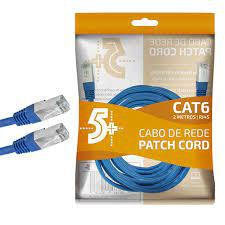 CABO DE REDE  CAT 6 RJ45  2 METROS CONECTOR BLINDADO AZUL 5+