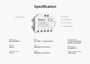Sonoff Dual R3 - Interruptor inteligente, wi-fi - funciona com Alexa, Google Home e Siri