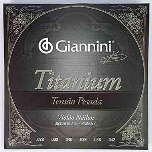 ENCORDOAMENTO PARA VIOLAO TITANIUN 85/15 PRATEADO TENSAO  ALTA GIANNINI