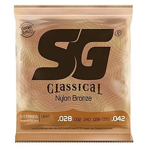 ENCORDOAMENTO PARA VIOLAO NYLON BRONZE 65 35/PRATA TENSAO LEVE SG