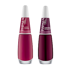 Kit 2 Esmaltes Impala 7,5ml Cor: Vinho, Beterraba
