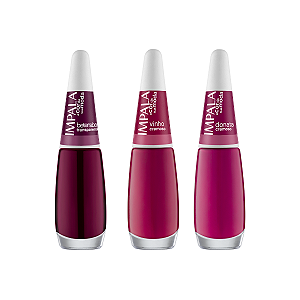 Kit 3 Esmaltes Impala 7,5ml Cor: Beterraba, Vinho, Donata
