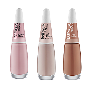 Kit 3 Esmaltes Impala 7,5ml Cor:Serena, Nude Clássico, Linho