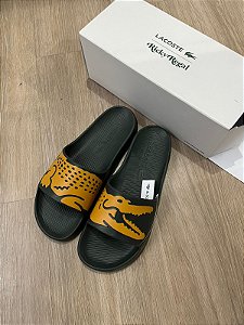 Slide Lacoste rick regal verde/laranja